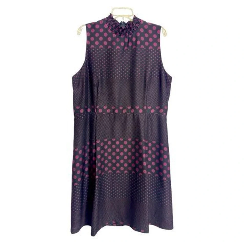 Who What Wear Dark Polka Dot Sleeveless Midi‎ Dress XXL Smocked  Whimsical Retro